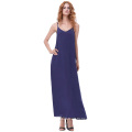 Kate Kasin Sexy Womens Summer Casual suelta correas espaguetis V-Cuello Maxi vestido de la Marina KK000700-4